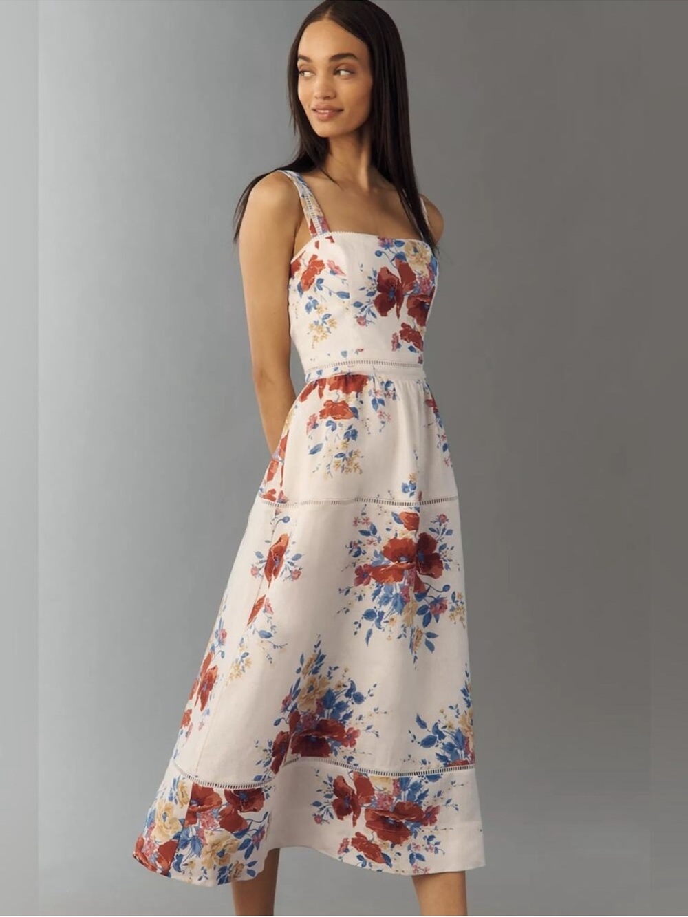 Reformation Everett Linen Midi Dress in Soprano 2